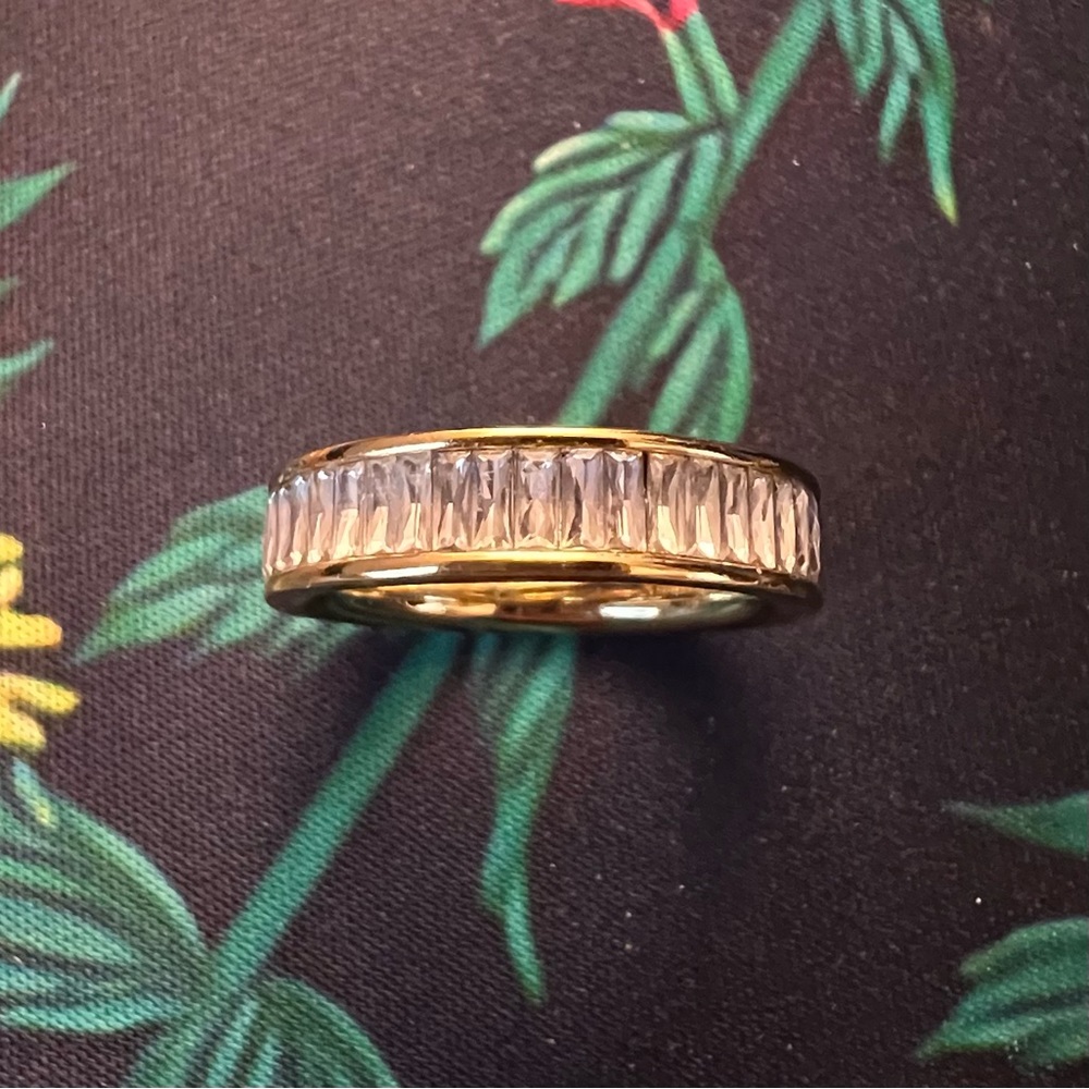 Kendra Scott Jack Gold Band Ring in White Crystal, Sz 9